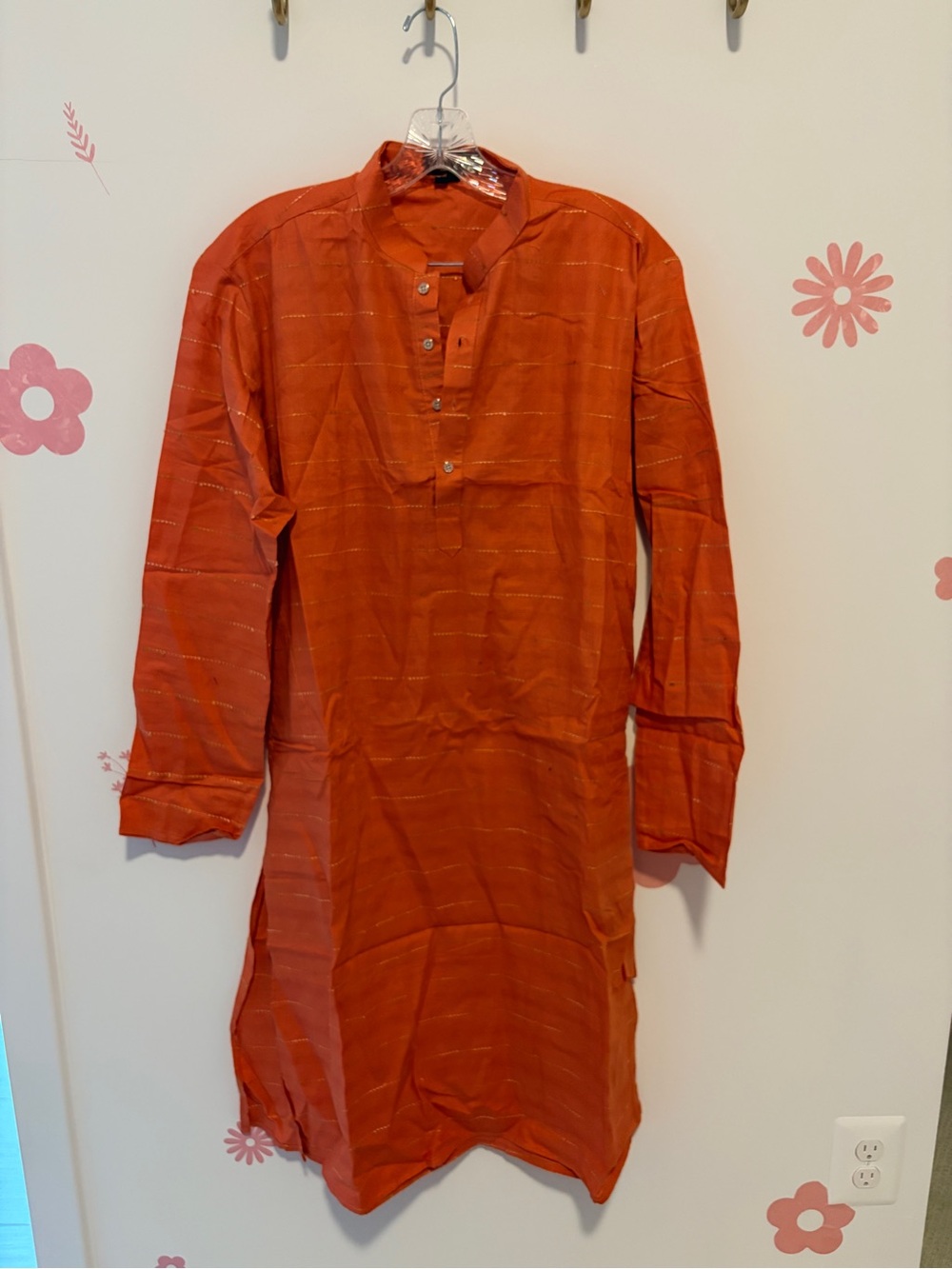 Men's peach Long-Sleeve Kurta